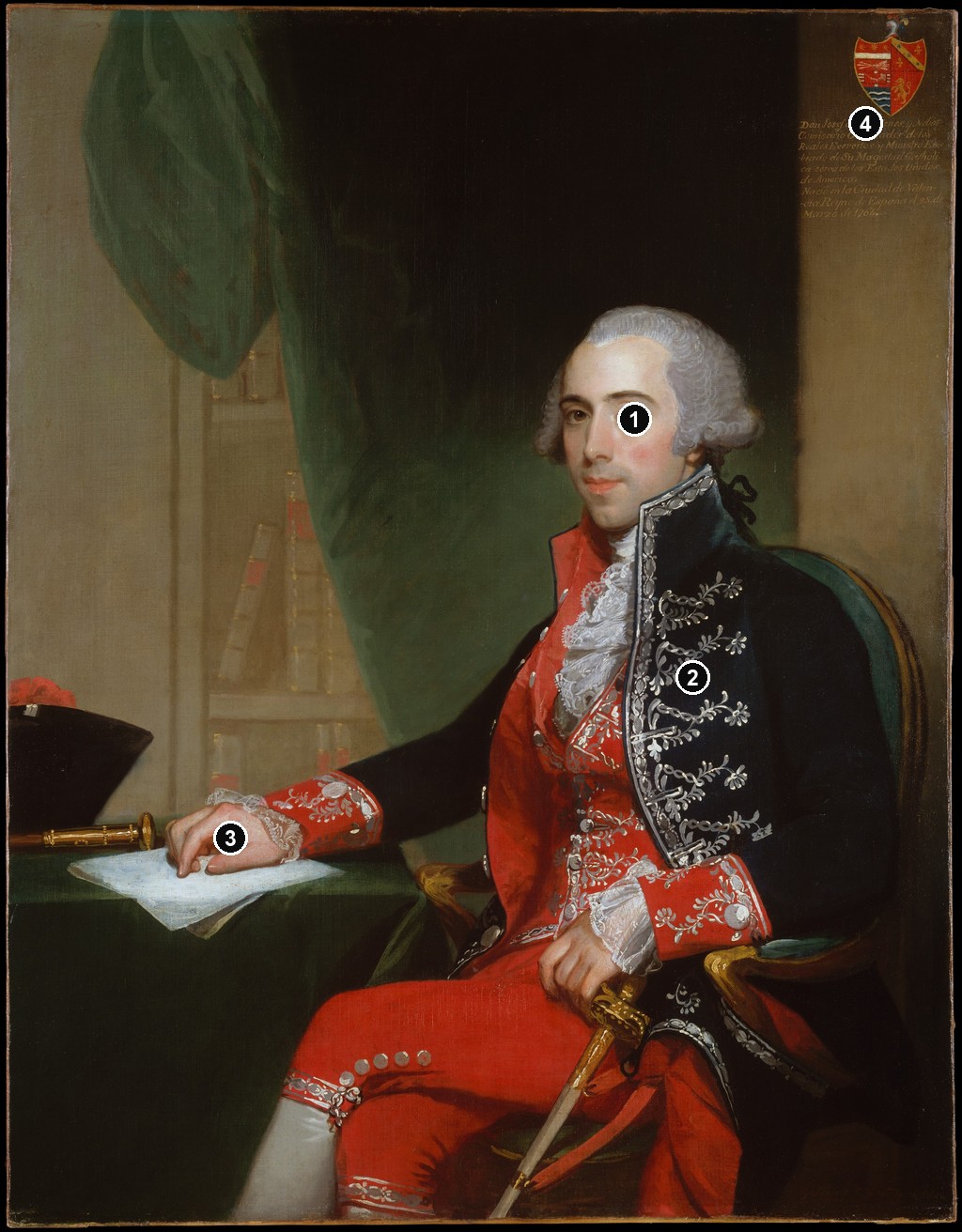 Annotated details from Josef de Jaudenes y Nebot by Gilbert Stuart